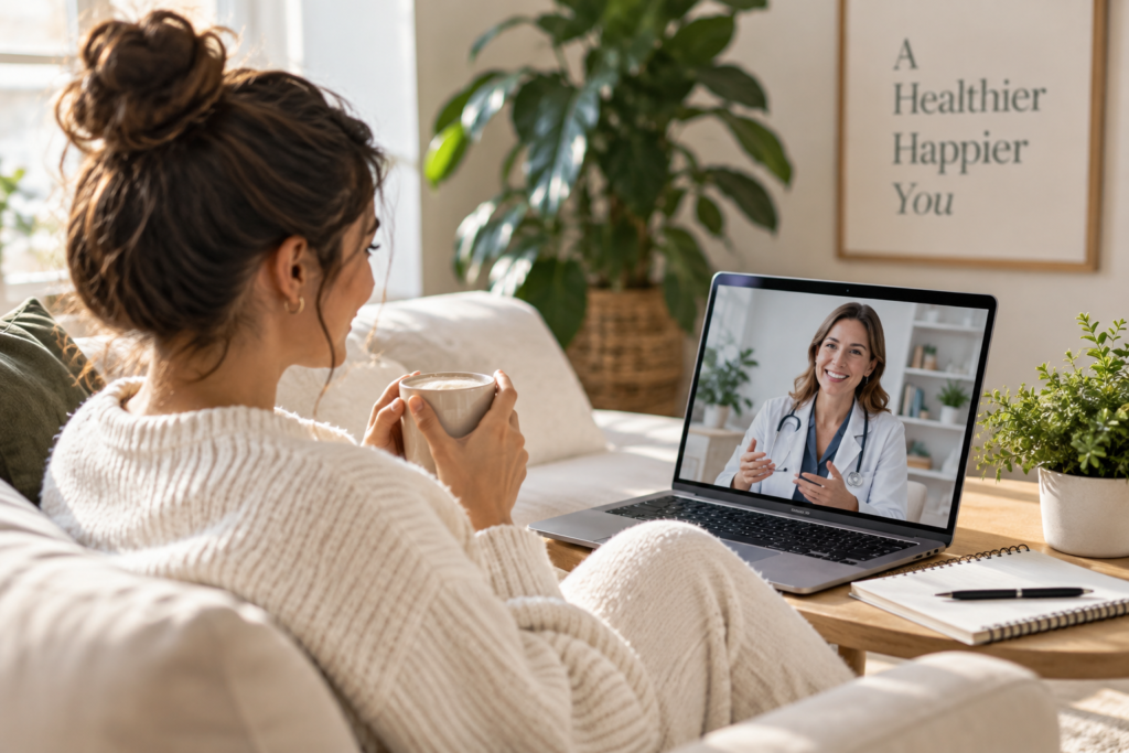Woman on a virtual visit with her provider